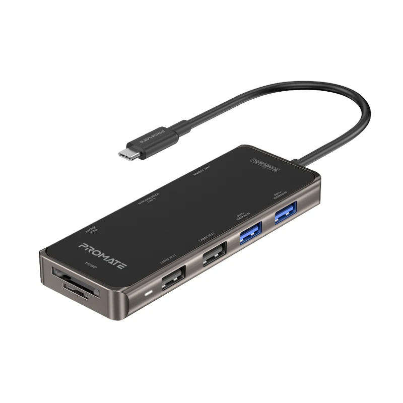 Promate Compact Multiport USB-C Hub with 100W Power Delivery