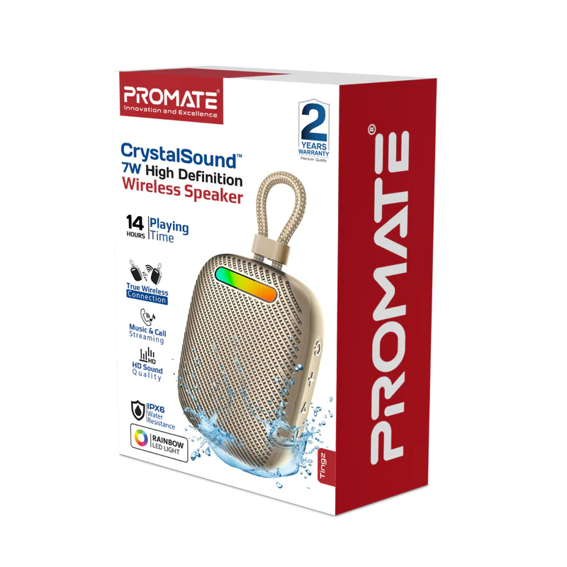 Promate Tingz CrystalSound 7W High-Definition Wireless Speaker - Titanium Promate Tingz CrystalSound 7W High-Definition Wireless Speaker - Titanium