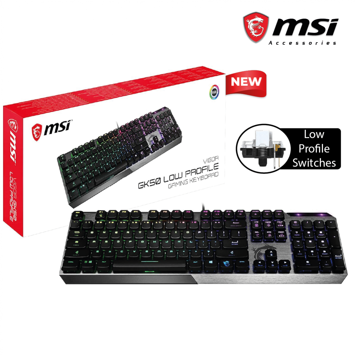 MSI Vigor GK50 Low Profile RGB Mechanical Gaming Keyboard