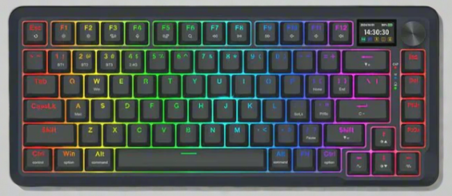 Redragon K708 Pro 75% Wireless/BT RGB Mechanical Keyboard with LCD Screen