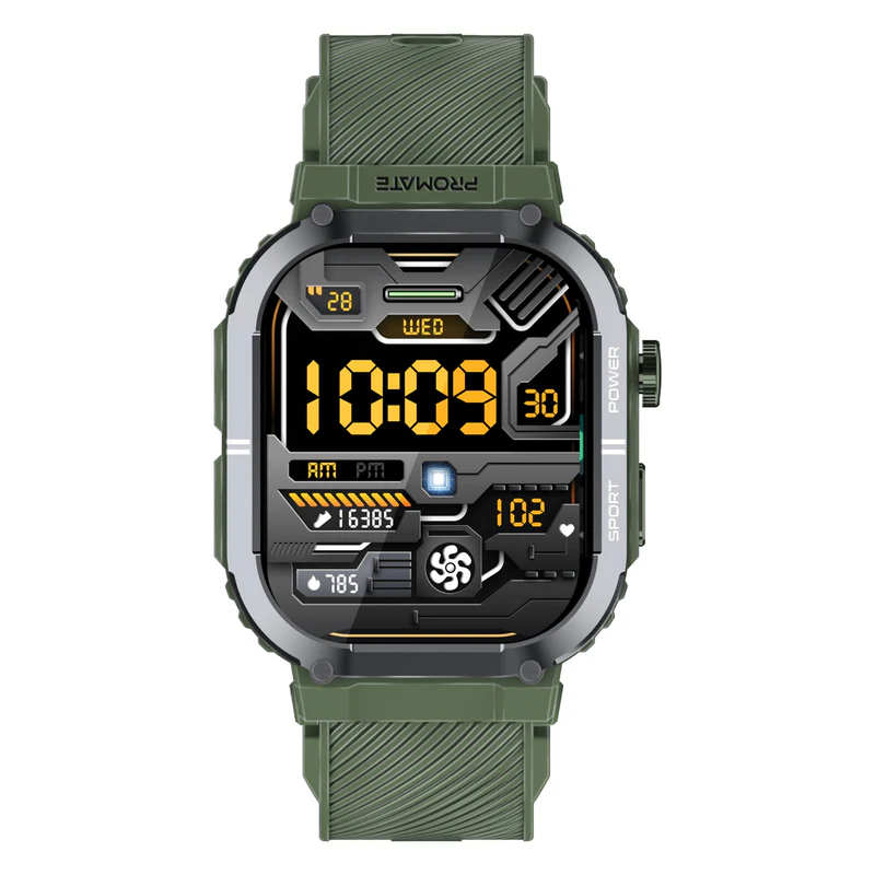 Promate SportFit Tough-Built Smart watch with BT Calling - Green