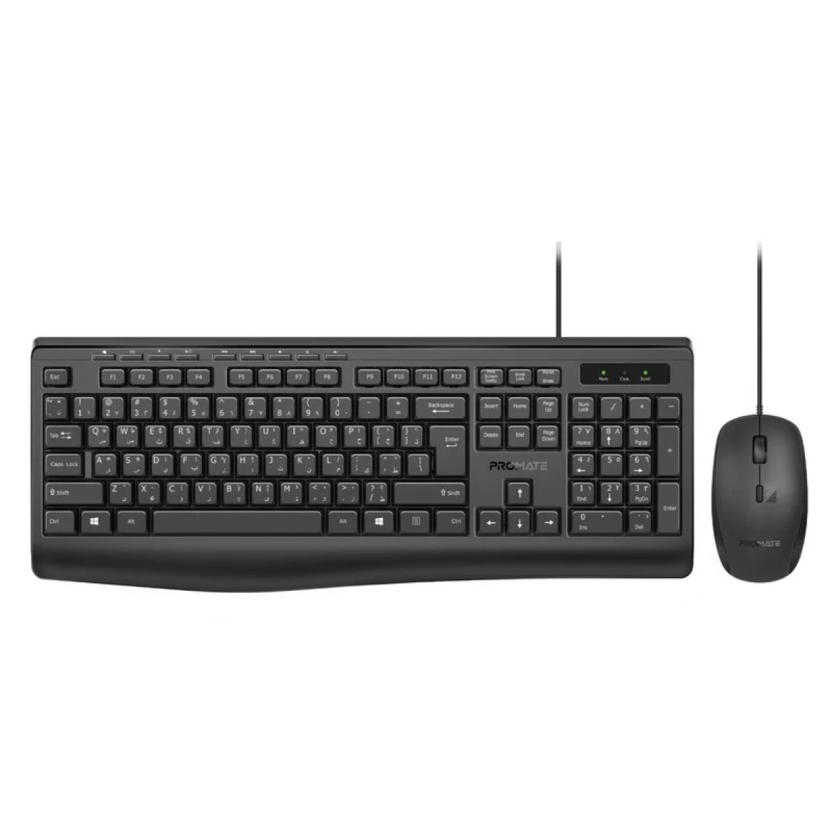 Promate Combo-CM4 Wired Keyboard and Mouse Combo, with Arabic characters Promate Combo-CM4 Wired Keyboard and Mouse Combo, with Arabic characters