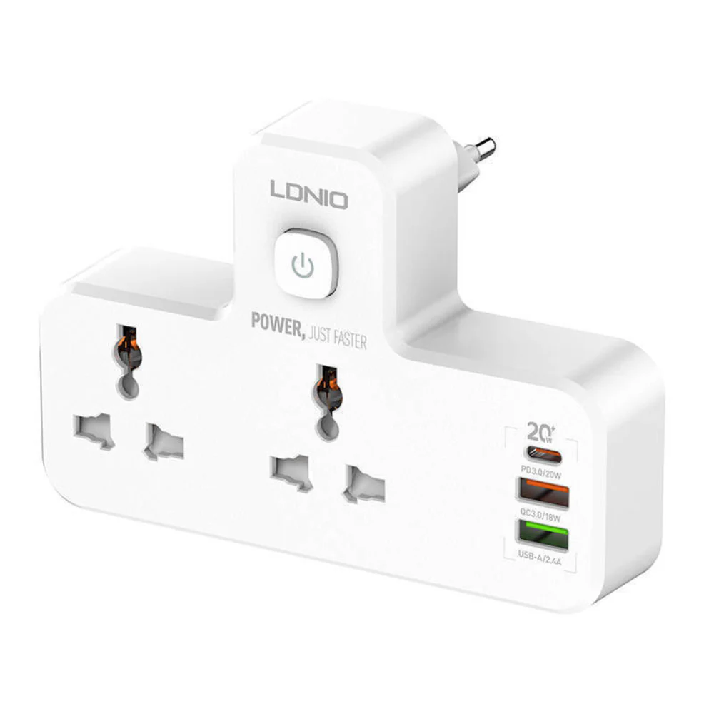 LDNIO SC2311 AC Power Sockets with 2 AC Outlets, 2USB, USB-C, 2500W