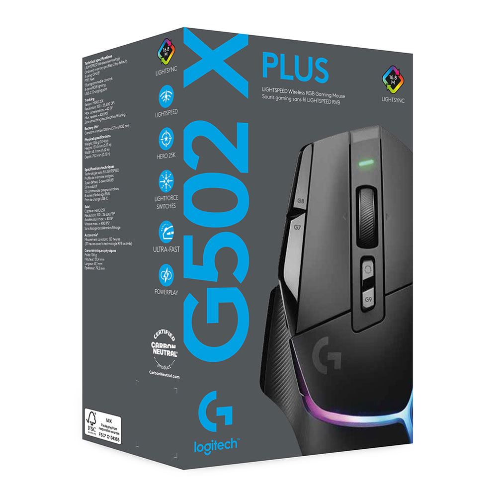 Logitech G502 X Plus Lightspeed Wireless RGB BLACK Gaming Mouse