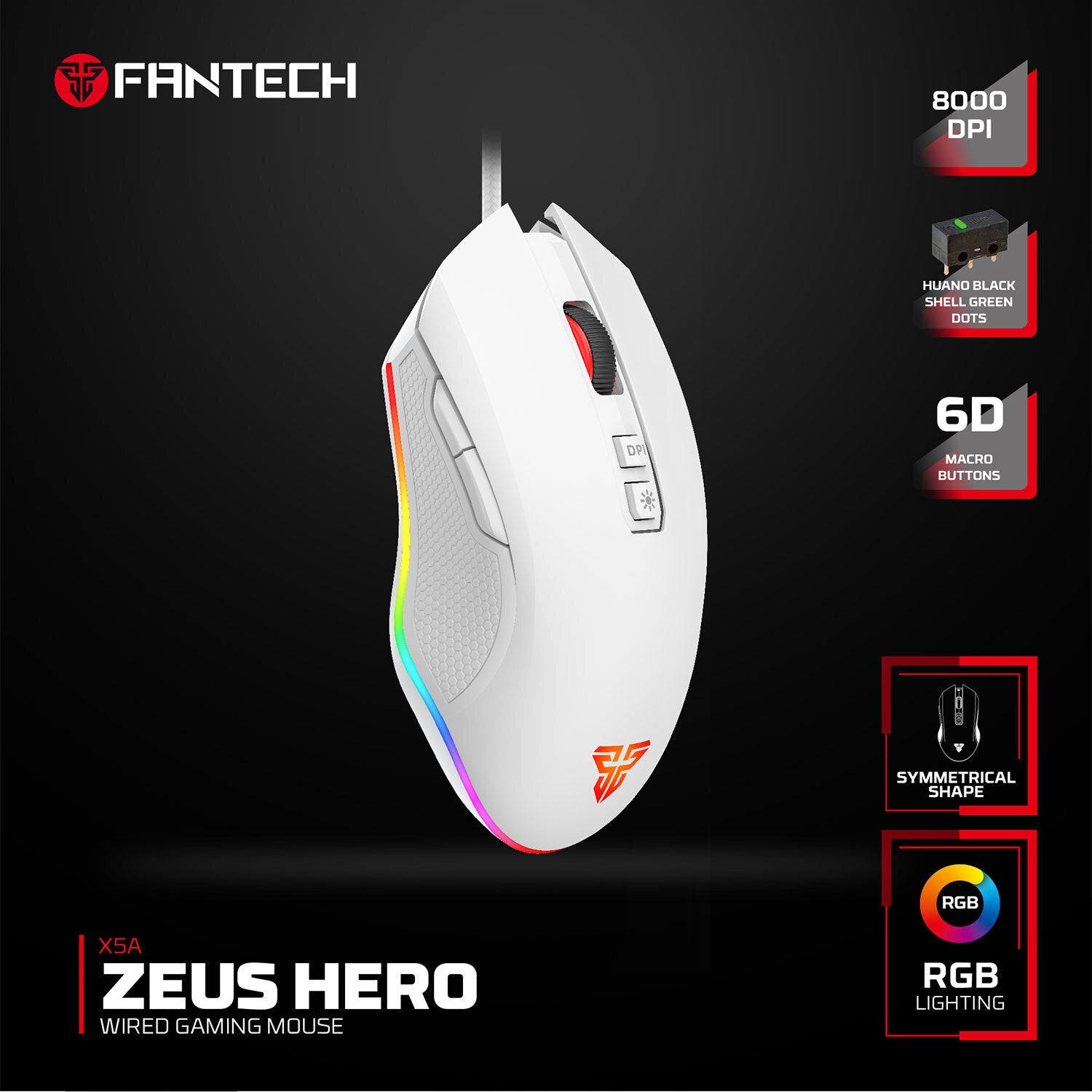 FANTECH X5A ZEUS HERO RGB GAMING MOUSE