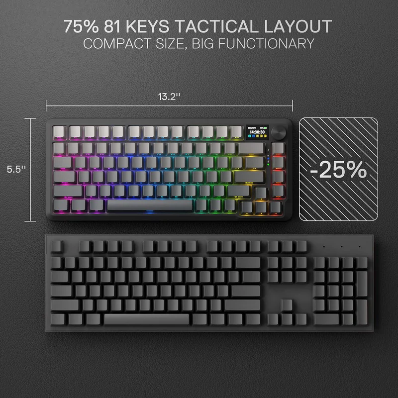 REDRAGON BEHEMOTH K724 PRO 75% Mechanical WIRELESS GAMING KEYBOARD (Gradient Black)