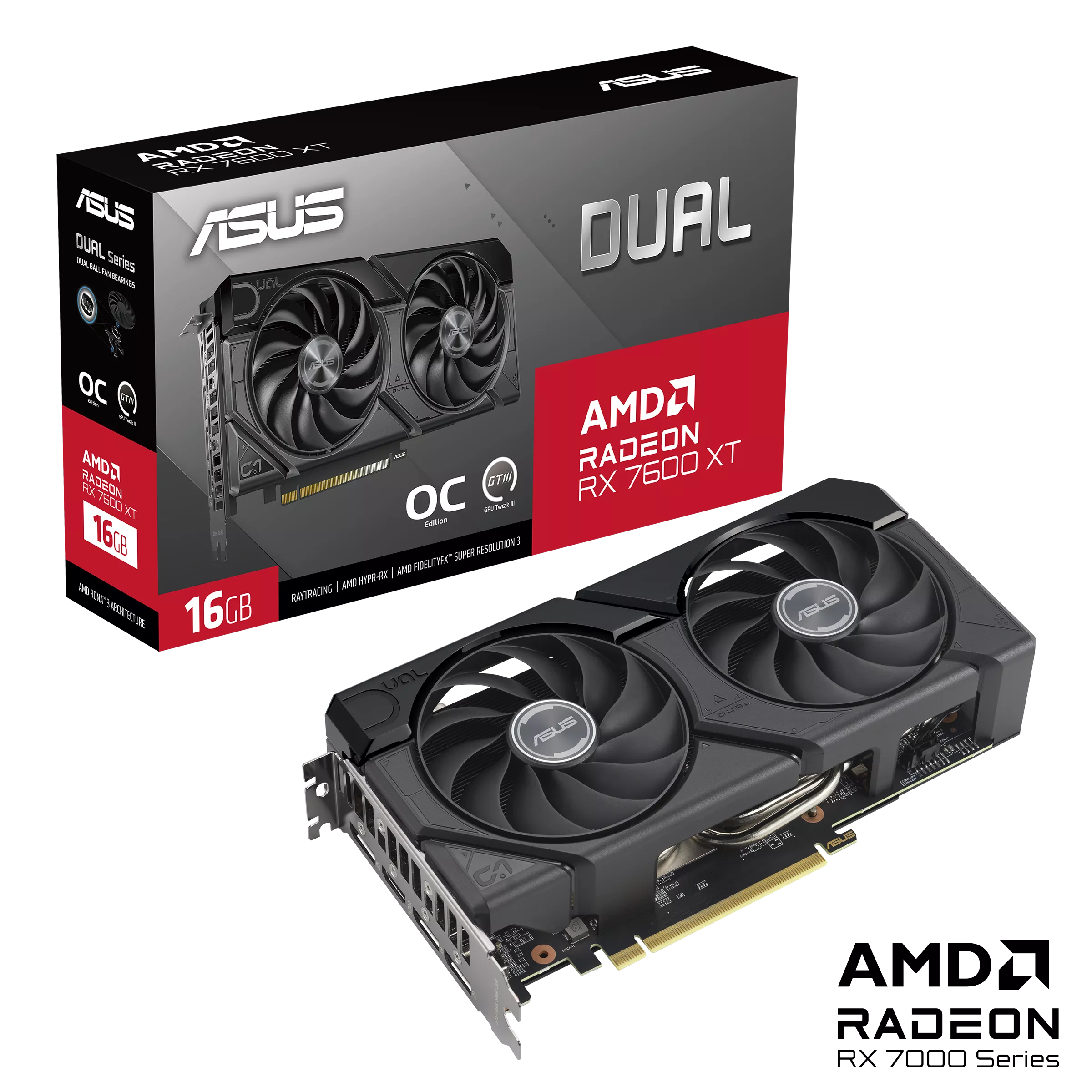 ASUS Dual Radeon™ RX 7600 XT OC Edition 16GB GDDR6 - Graphics Card