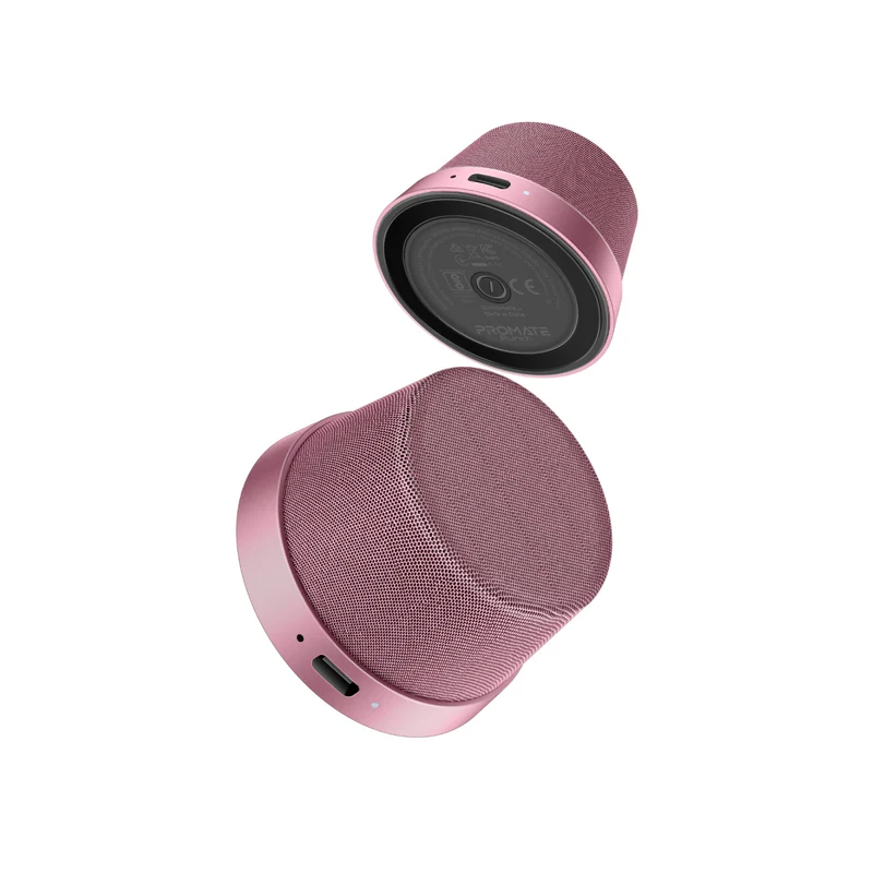 Promate Punch High-Fidelity Mini Bluetooth Speaker with MagSafe Compatible Base - Pink