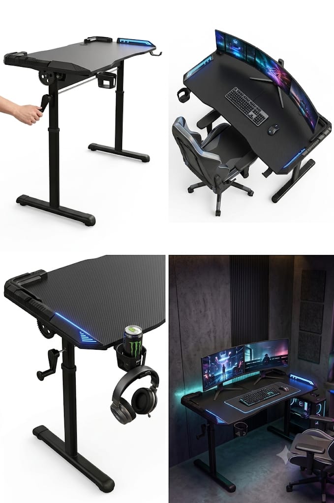 DK-1007 Gaming Desk Height Adjustable Manual Lifting Table Stand