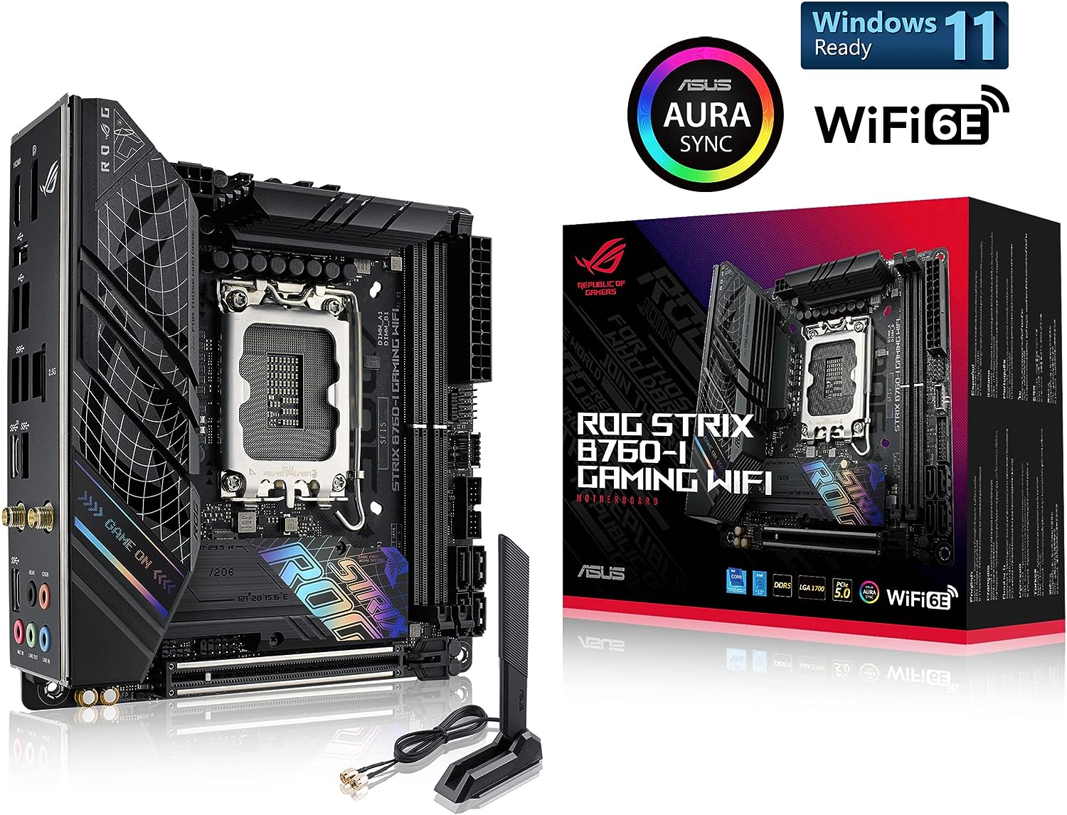 ASUS ROG Strix B760-I Gaming WiFi DDR5 (13th and 12th Gen)LGA 1700 mini-ITX motherboard