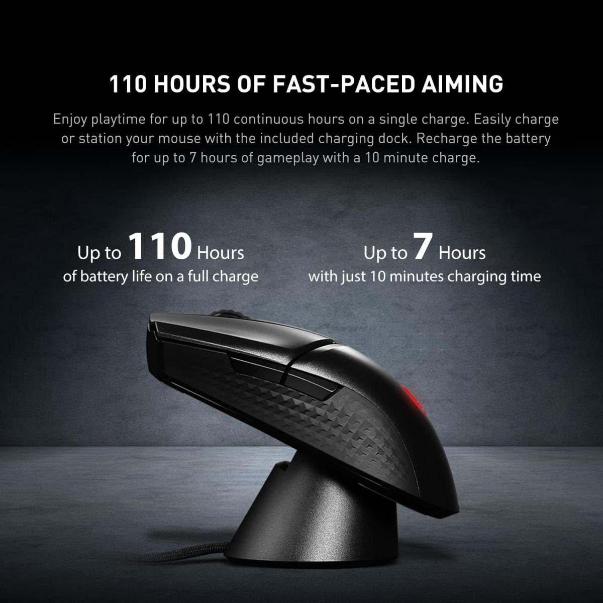 MSI Clutch GM31 Lightweight 12K DPI Wireless Ergonomic Gaming Mouse & Charging Dock