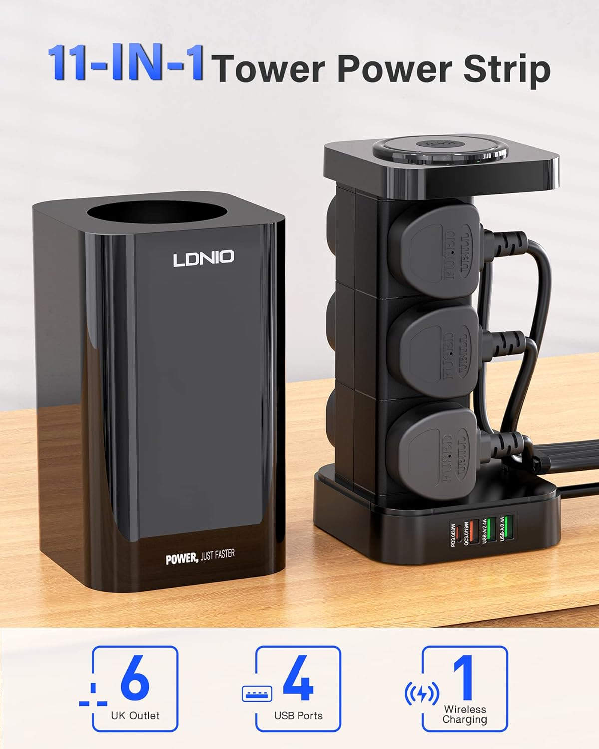 LDNIO Tower Extension Power Socket 1PD 30W+ 2500W