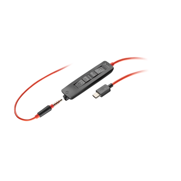 Poly Blackwire 3325 Stereo Microsoft Teams Certified USB-C Headset +3.5mm Plug +USB-C/A Adapter