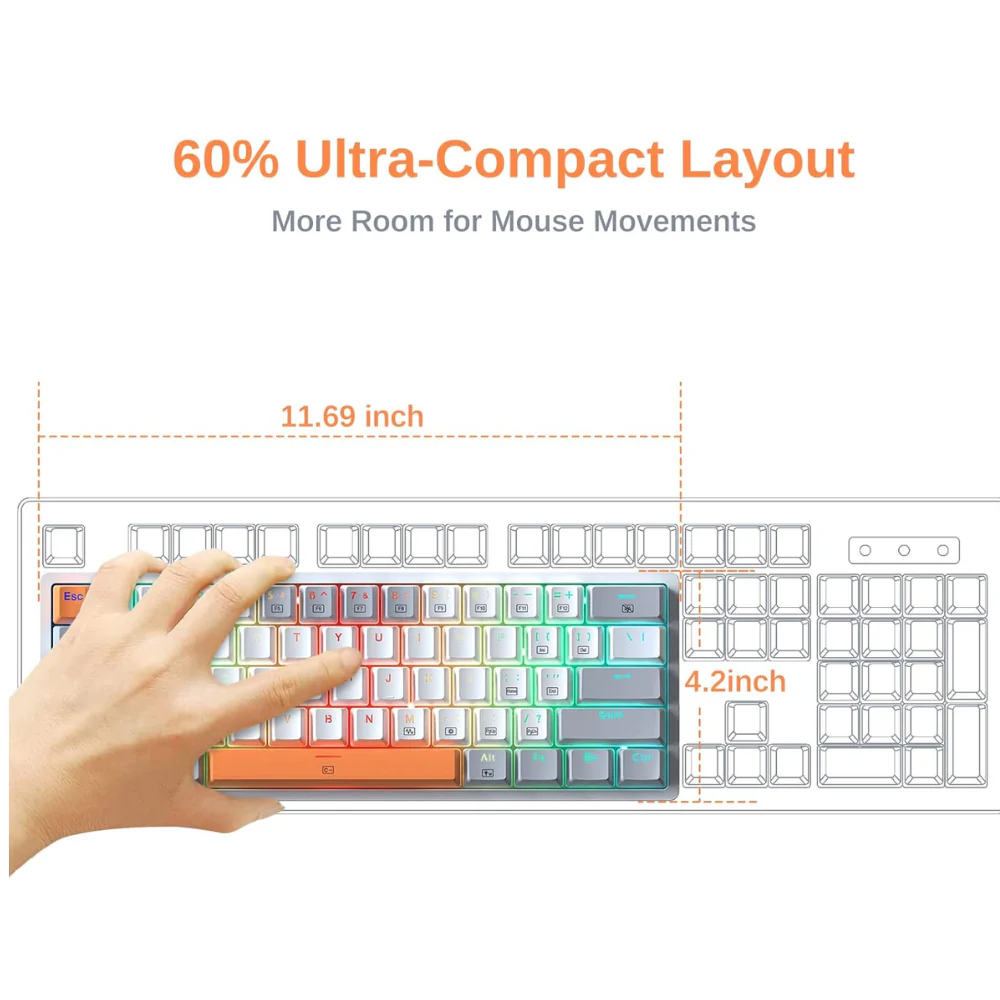 Redragon K642 WHITE GO AKALI 60% RGB Mechanical Keyboard