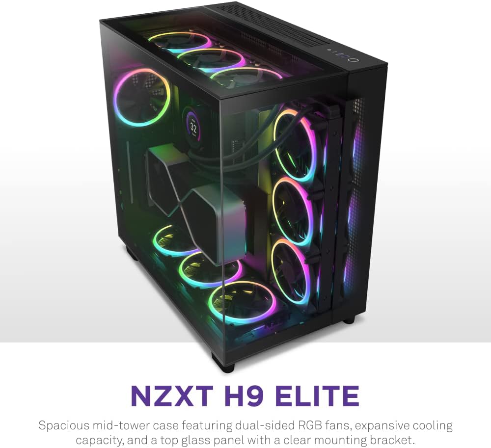 NZXT H9 Elite Premium Dual-Chamber Mid-Tower Tempered Glass Gaming Case