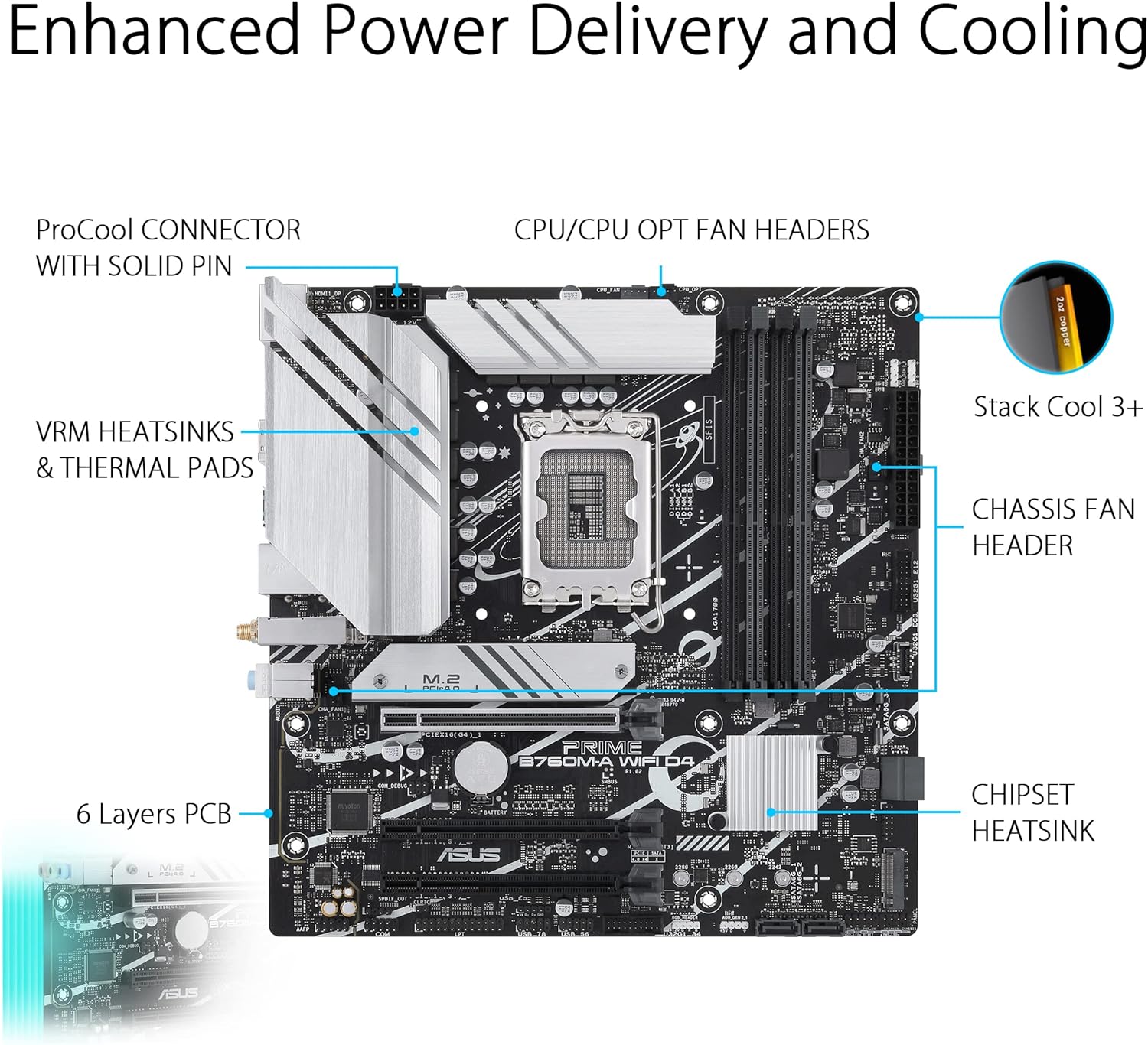 ASUS PRIME B760M-A WIFI D4 (13th and 12th Gen) LGA 1700 mATX Motherboard