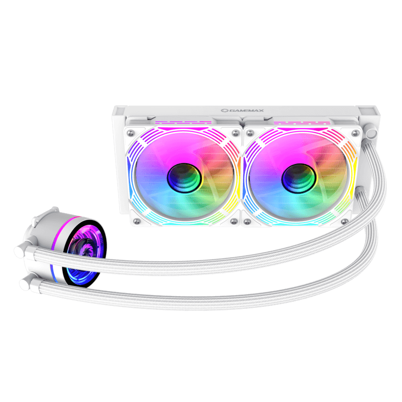 GameMax IceChill 240V White, Liquid CPU Cooler 240mm Addressable RGB