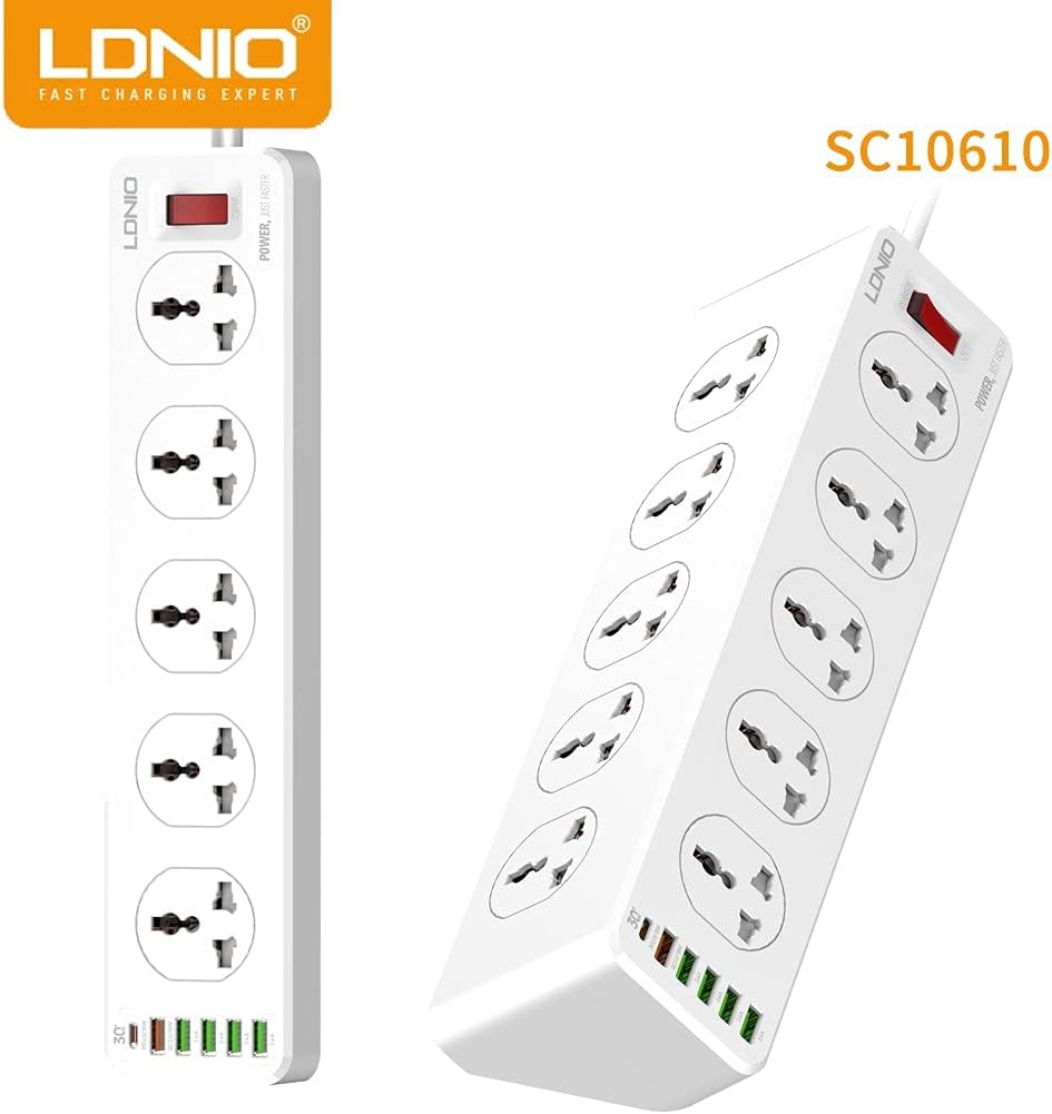 Ldnio SC10610 Power Strip 10 Power Socket 6 USB 3.4A 5V 2500W