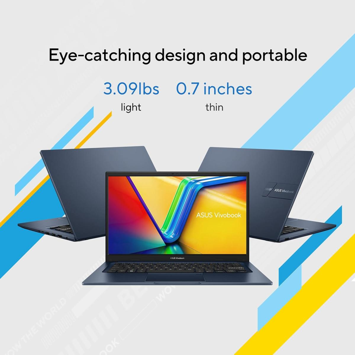 ASUS Vivobook 14, Intel Core™ i7-1355U 10-Cores Processor, 8GB DDR4 (Customized), 14