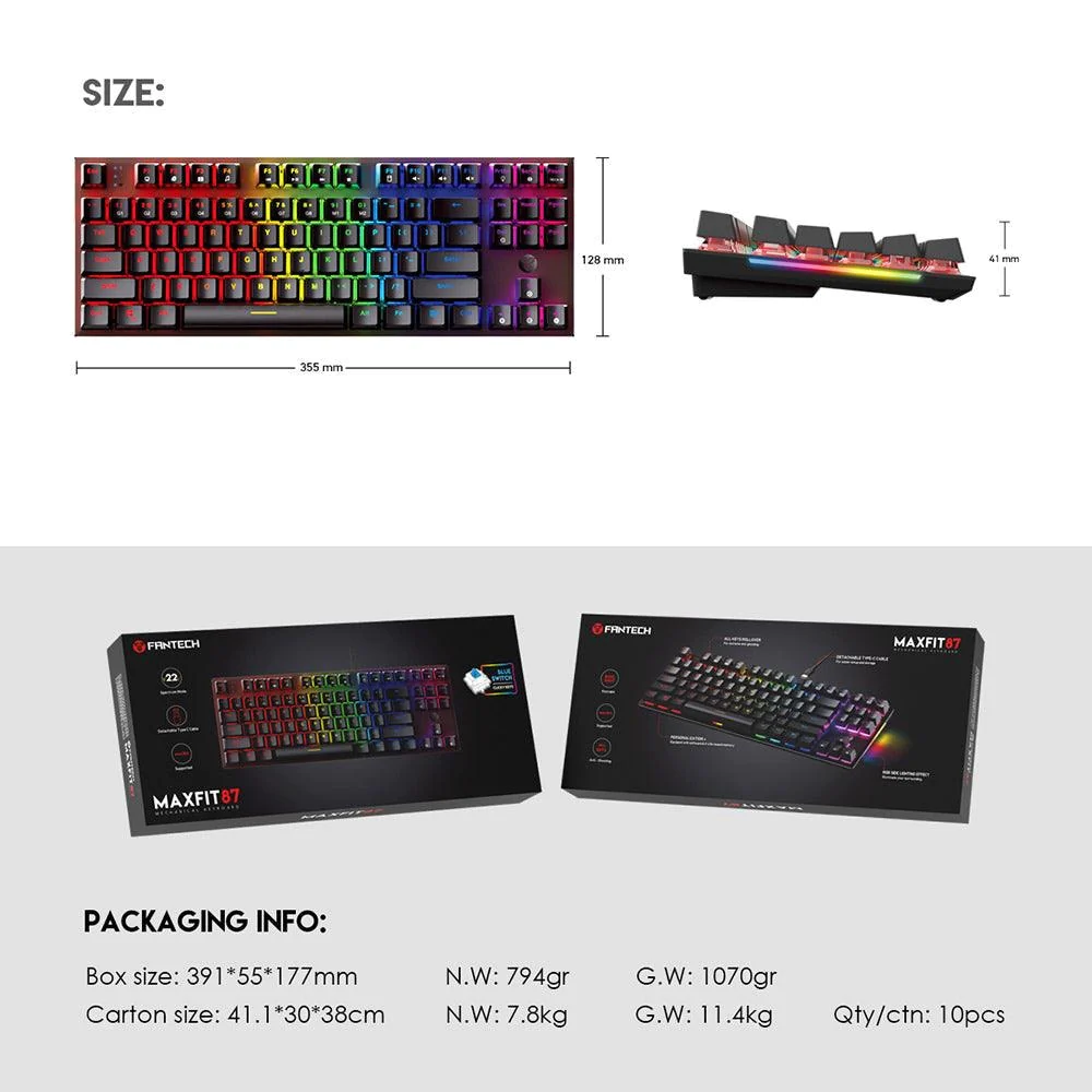 FANTECH MAXFIT87 MK856 RGB MECHANICAL KEYBOARD BLACK