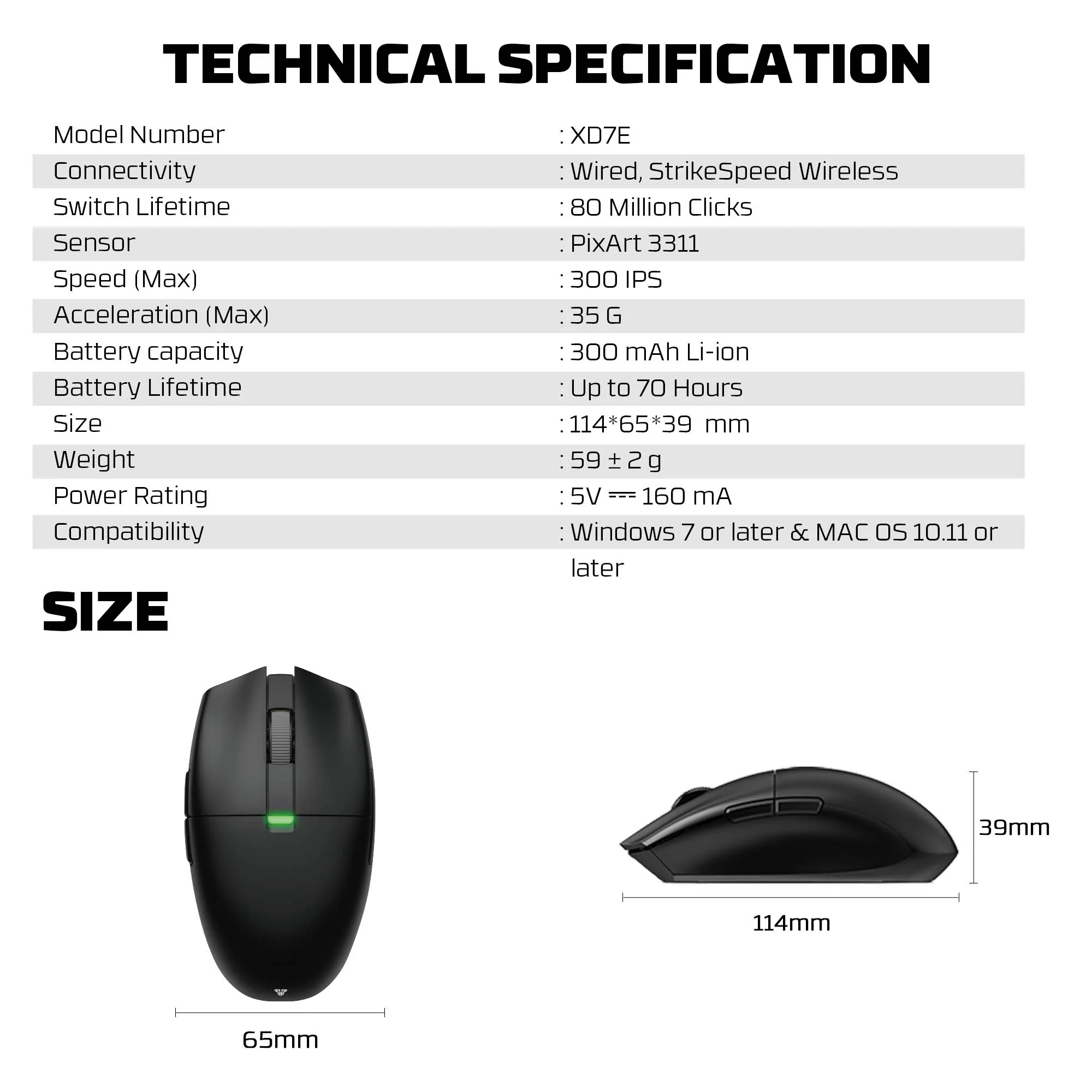 Fantech ARIA XD7E Wireless Gaming Mouse - White