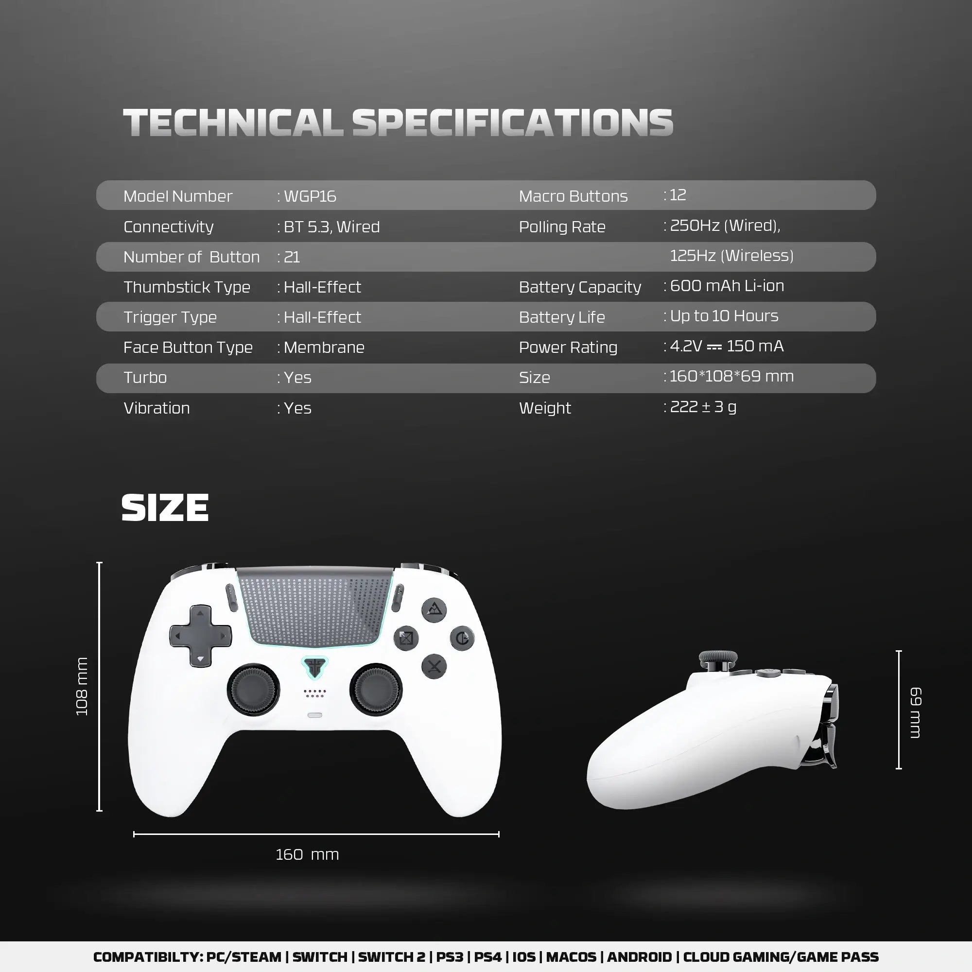 FANTECH WGP16 NOVA II Wireless GAMEPAD - White