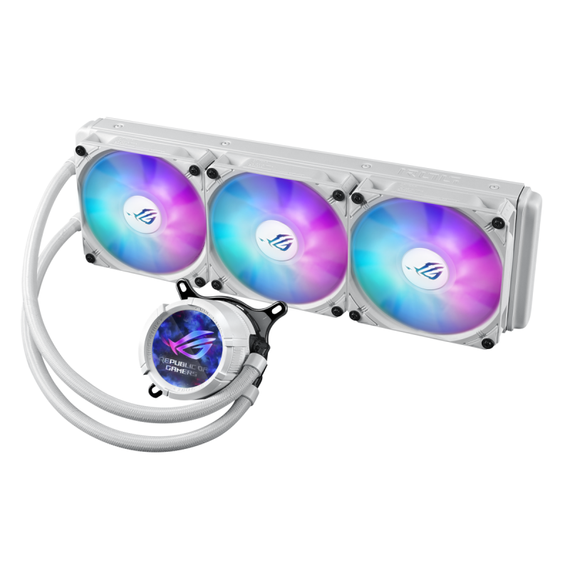 ASUS ROG Strix LC III 360 ARGB LCD CPU Liquid Cooling, 360mm Radiator, 3x ROG STRIX AF-12S ARGB 120mm Fans White