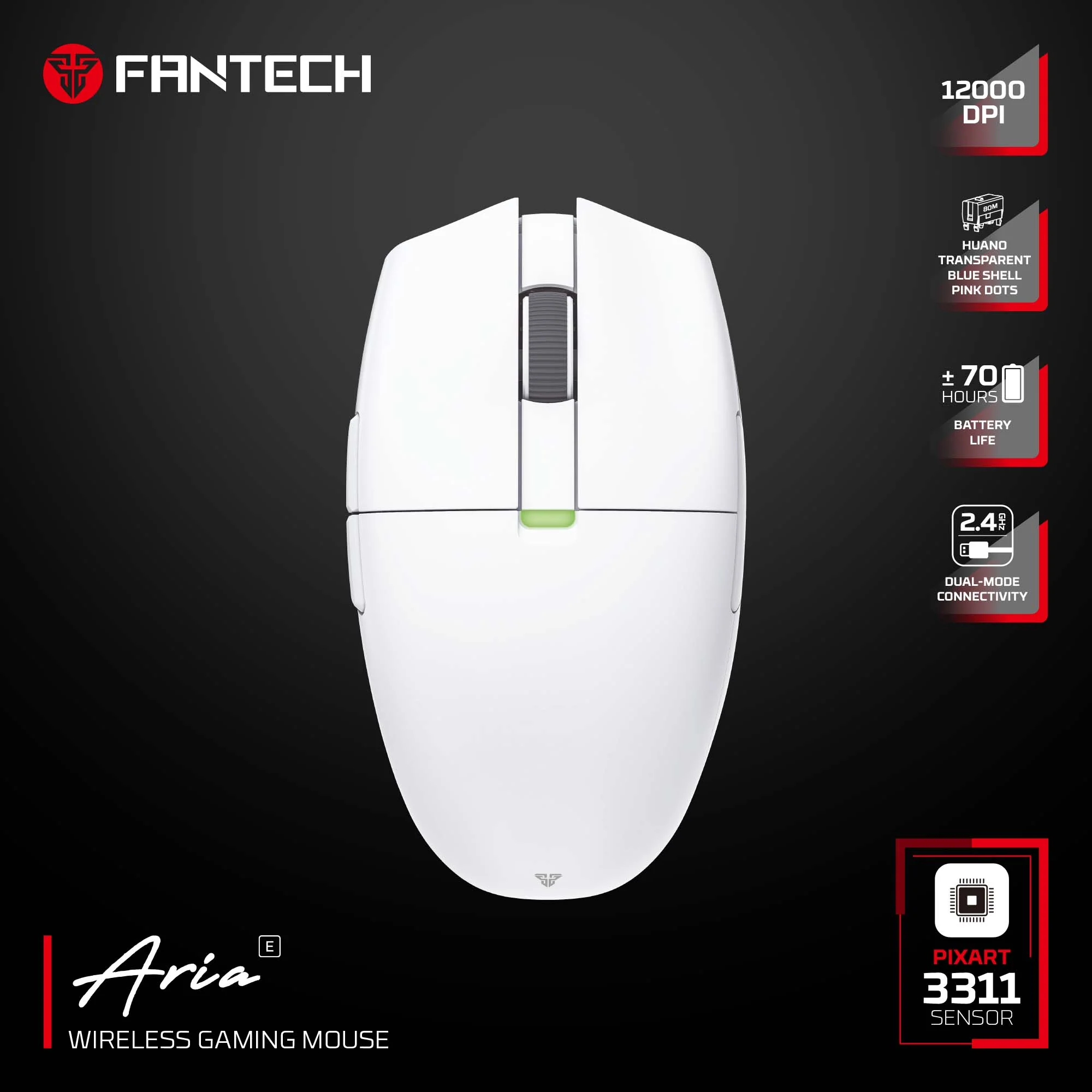Fantech ARIA XD7E Wireless Gaming Mouse - White