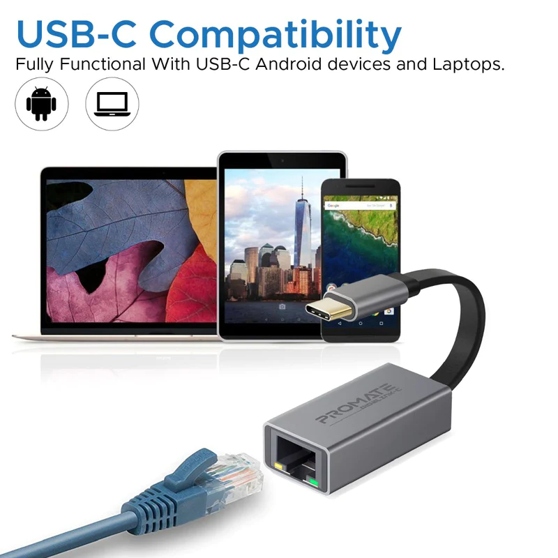 PROMATE GigaLink-C High Speed USB-C to Gigabit Ethernet Adapter