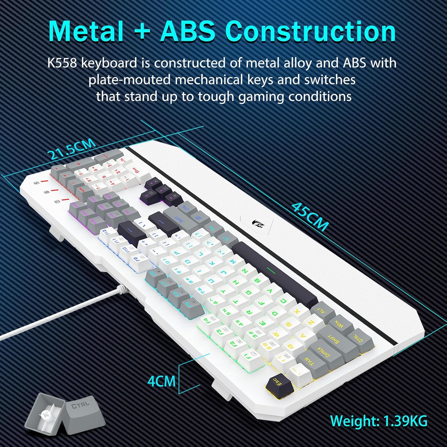 Redragon K558WGB-R Andromeda Wired Gaming Keyboard - White