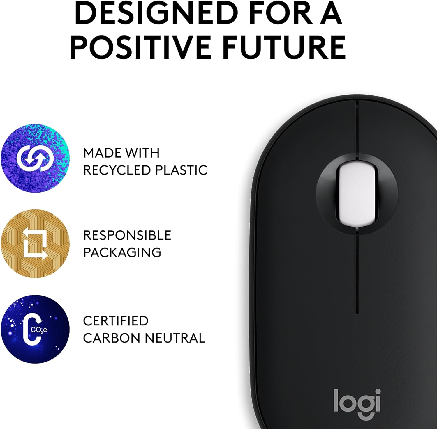 Logitech Pebble Mouse 2 M350s Slim Bluetooth Wireless Mouse