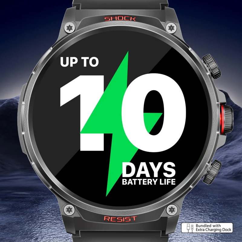 Promate Tough-Built Fitness Tracker Smart watch with BT Calling - Midnight Green