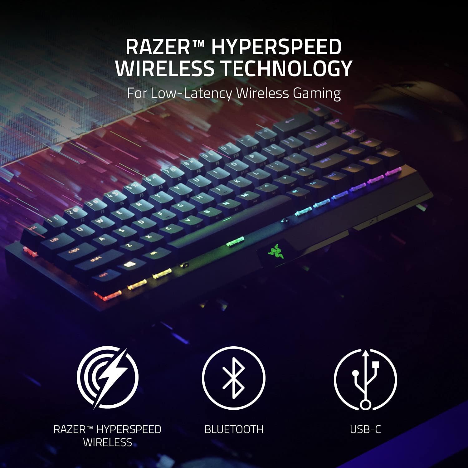 Razer BlackWidow V3 Mini Hyperspeed Phantom Edition 65% Wireless Mechanical Gaming Keyboard - Black