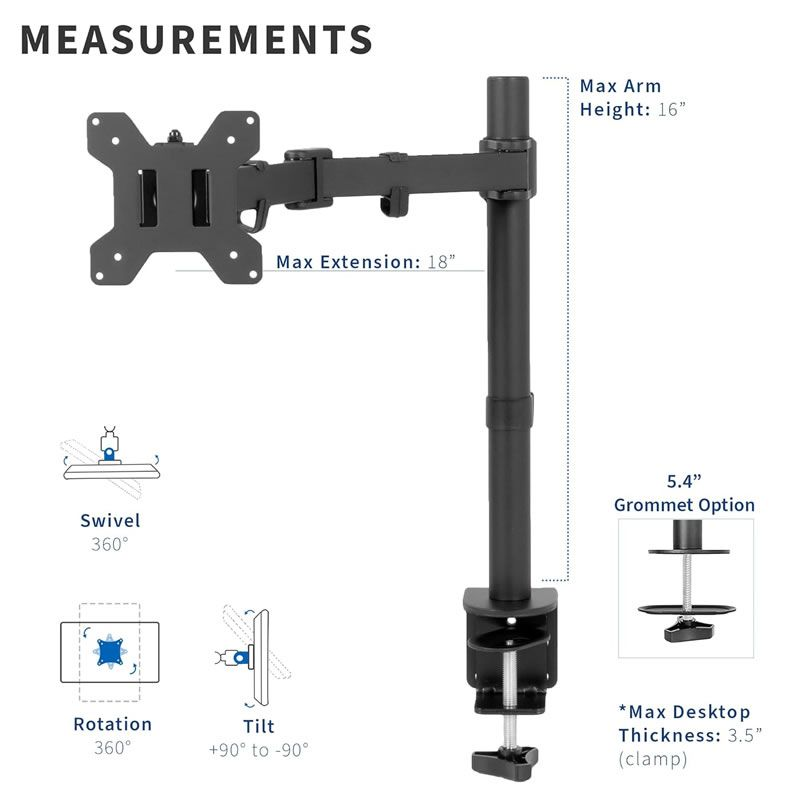 Monitor Desk Mount Stand Single Arm Joint -Z011