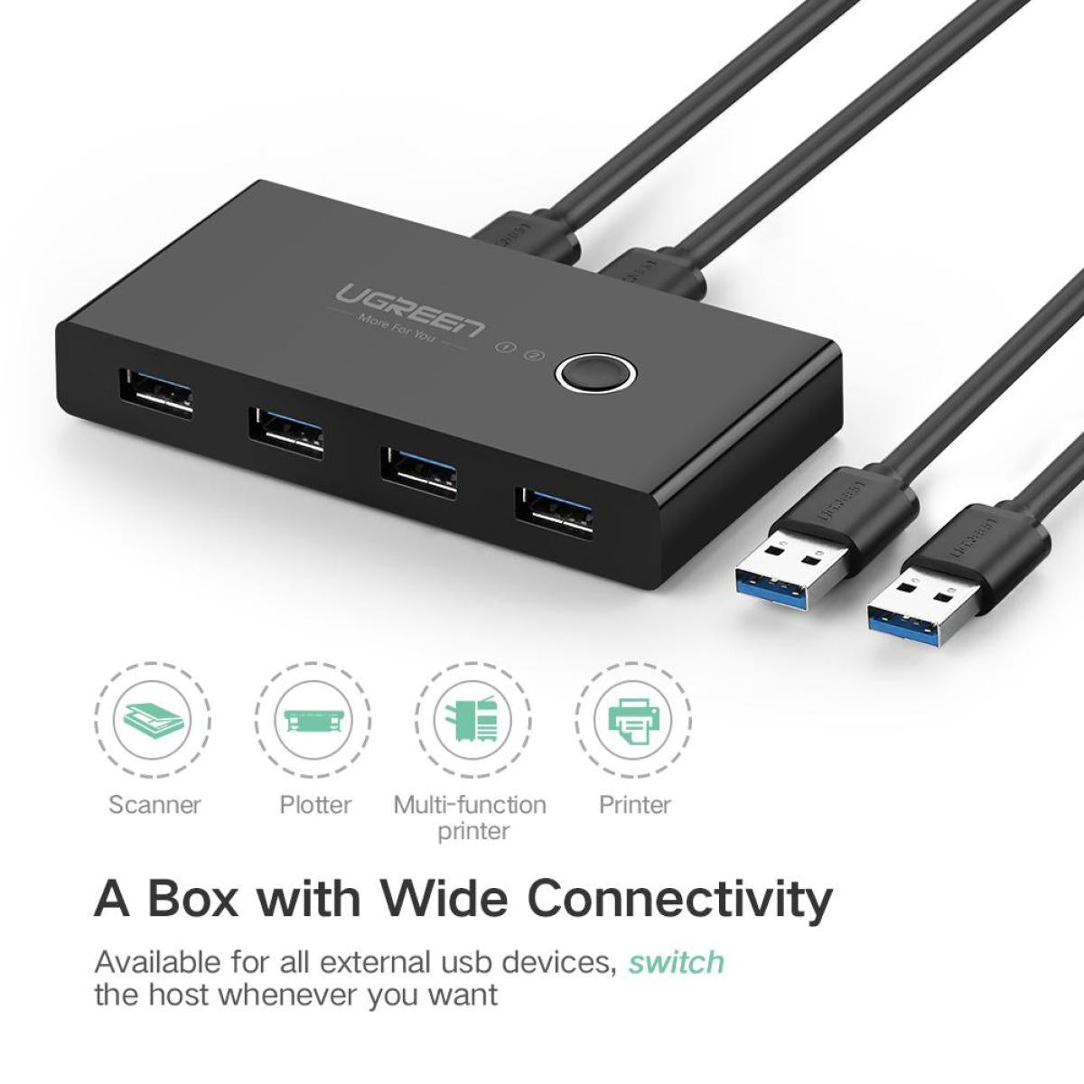 UGREEN US216 2 In 4 Out USB 3.0 Sharing Switch Box