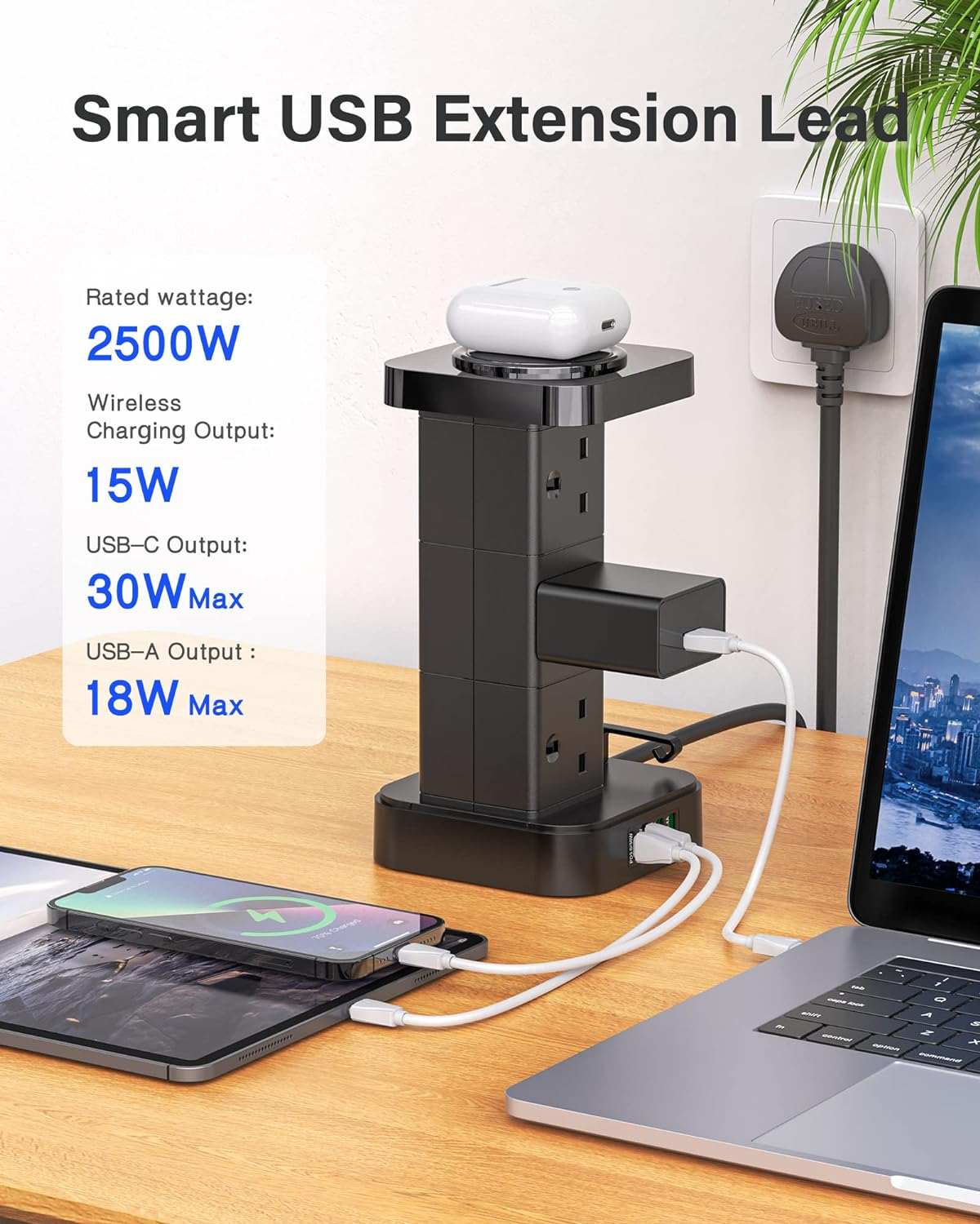 LDNIO Tower Extension Power Socket 1PD 30W+ 2500W