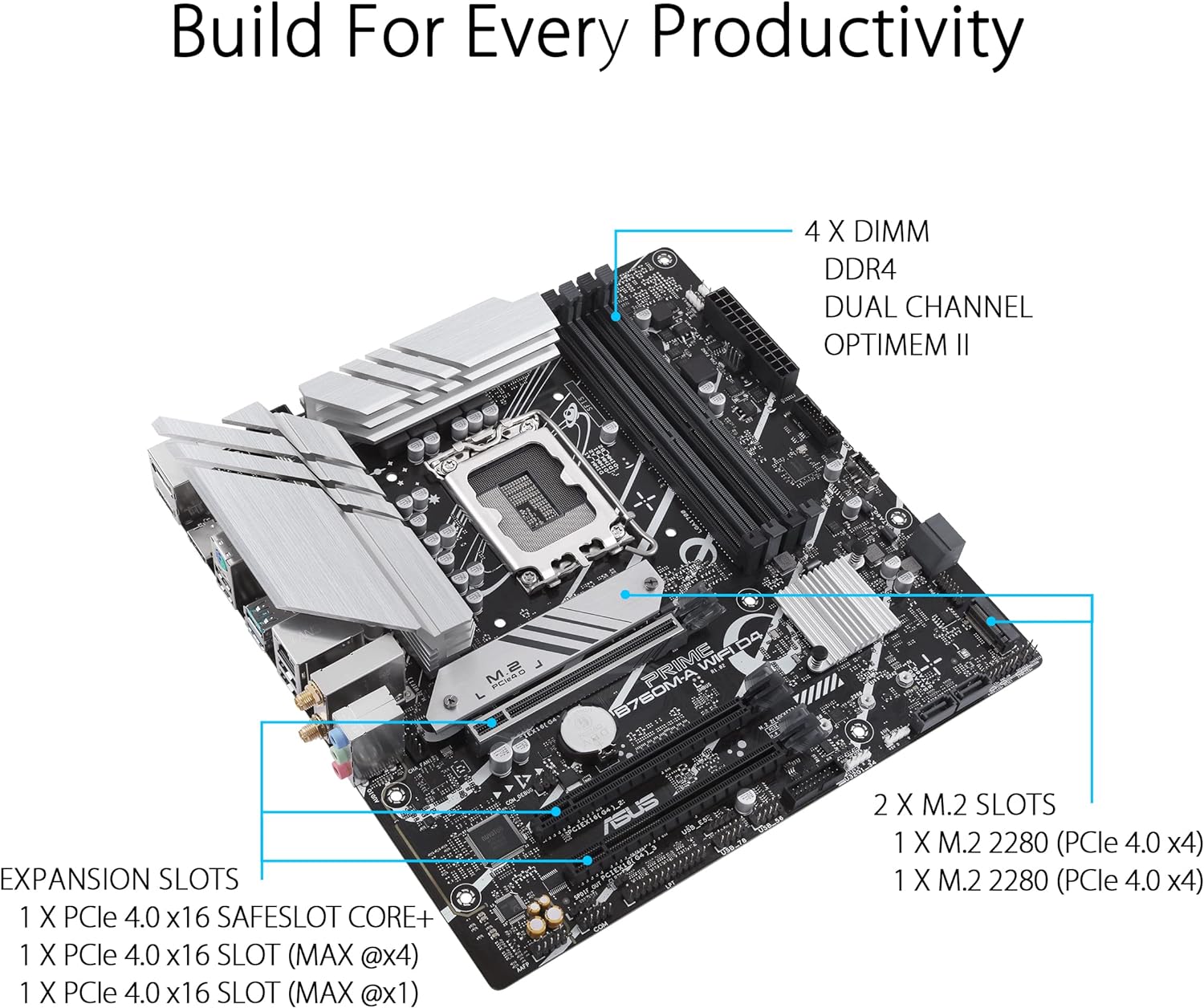 ASUS PRIME B760M-A WIFI D4 (13th and 12th Gen) LGA 1700 mATX Motherboard