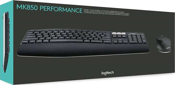Logitech MK850 Performance Wireless Keyboard and Mouse Combo Bluetooth Smart 2.4GHz Wireless Connection 1000 Dpi Sensor 8 Buttons English/Arabic Black
