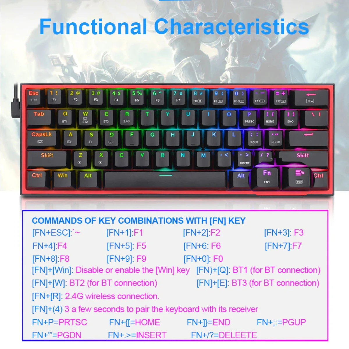 REDRAGON Fizz RGB K617-RGB Black GAMING KEYBOARD