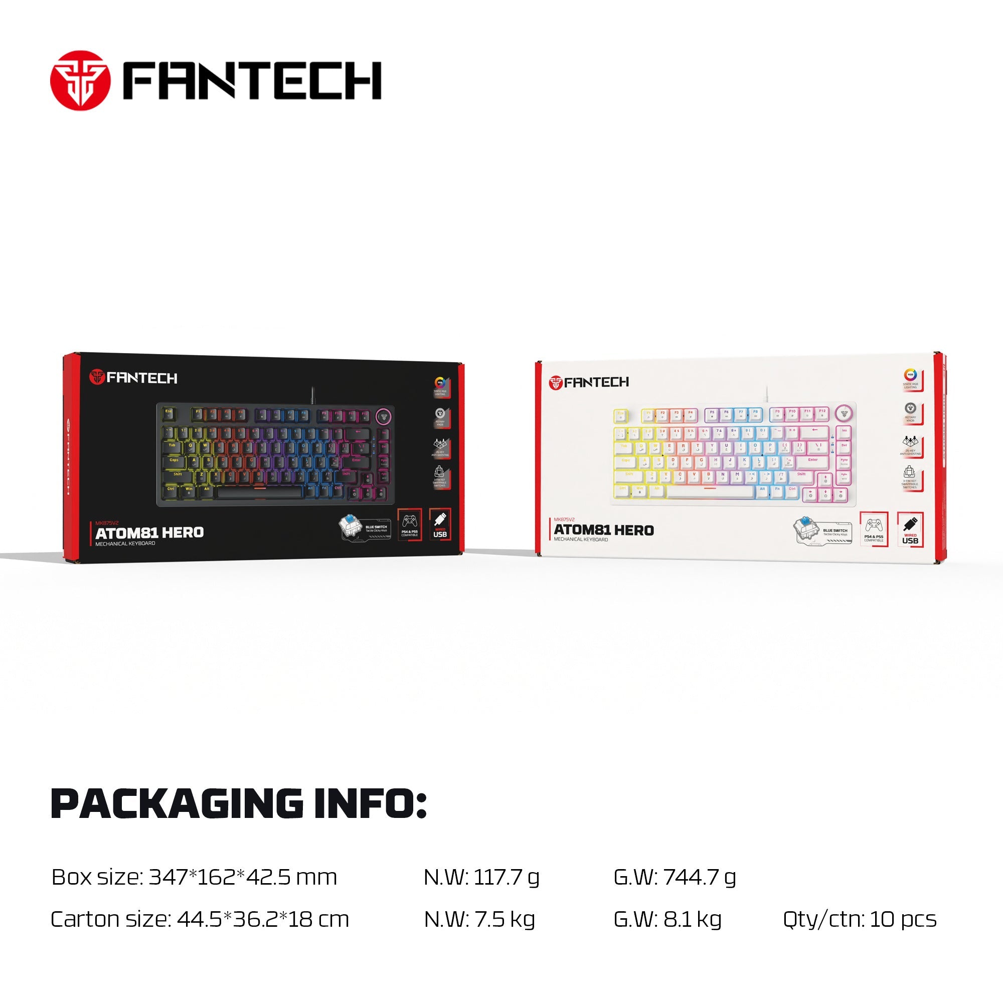 FANTECH MK875V2 ATOM81 HERO GAMING KEYBOARD