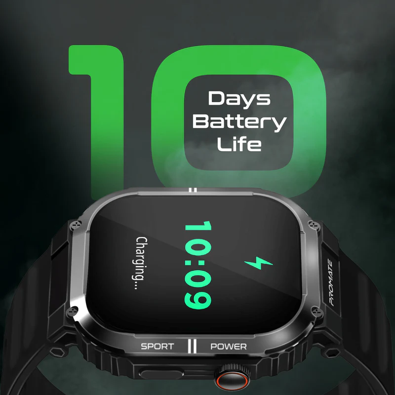 Promate SportFit Tough-Built Smart watch with BT Calling - Black