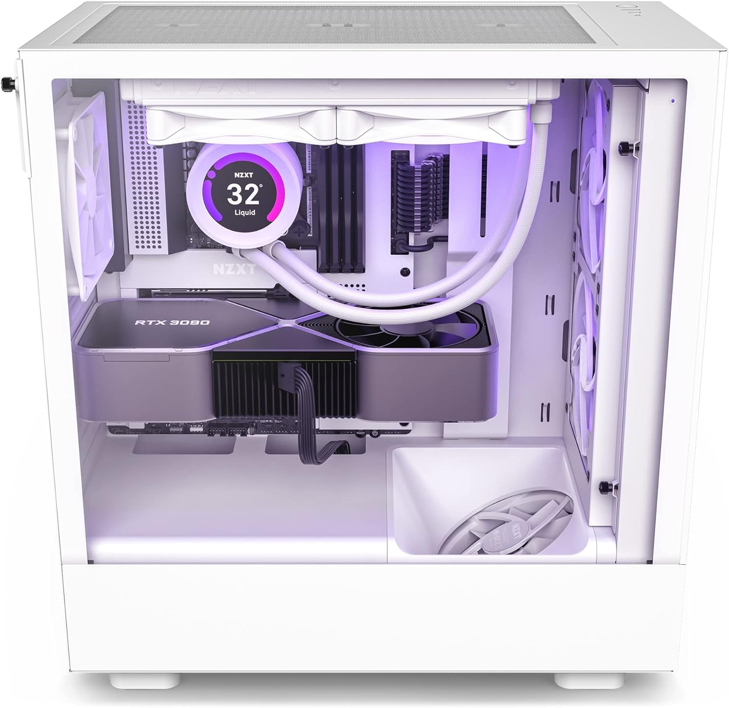 NZXT H5 Flow RGB ATX Tempered Glass Mid Tower (WHITE) Gaming Case