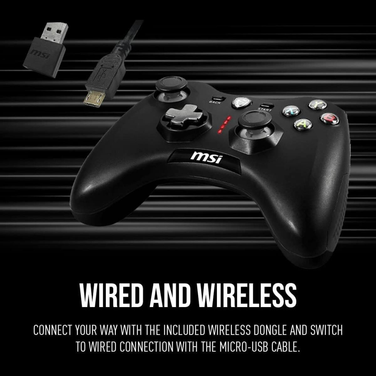 MSI Force GC30V2 Wireless Rechargeable Battery , Dual Vibration Motors, Dual Connection Modes, Gaming Controller