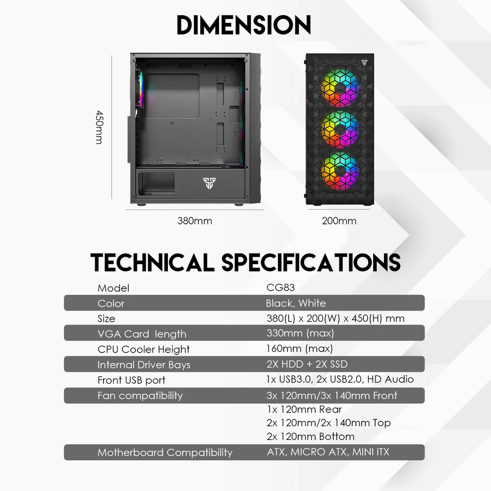 Fantech Aero 2 CG83 Middle Tower Black Gaming Case