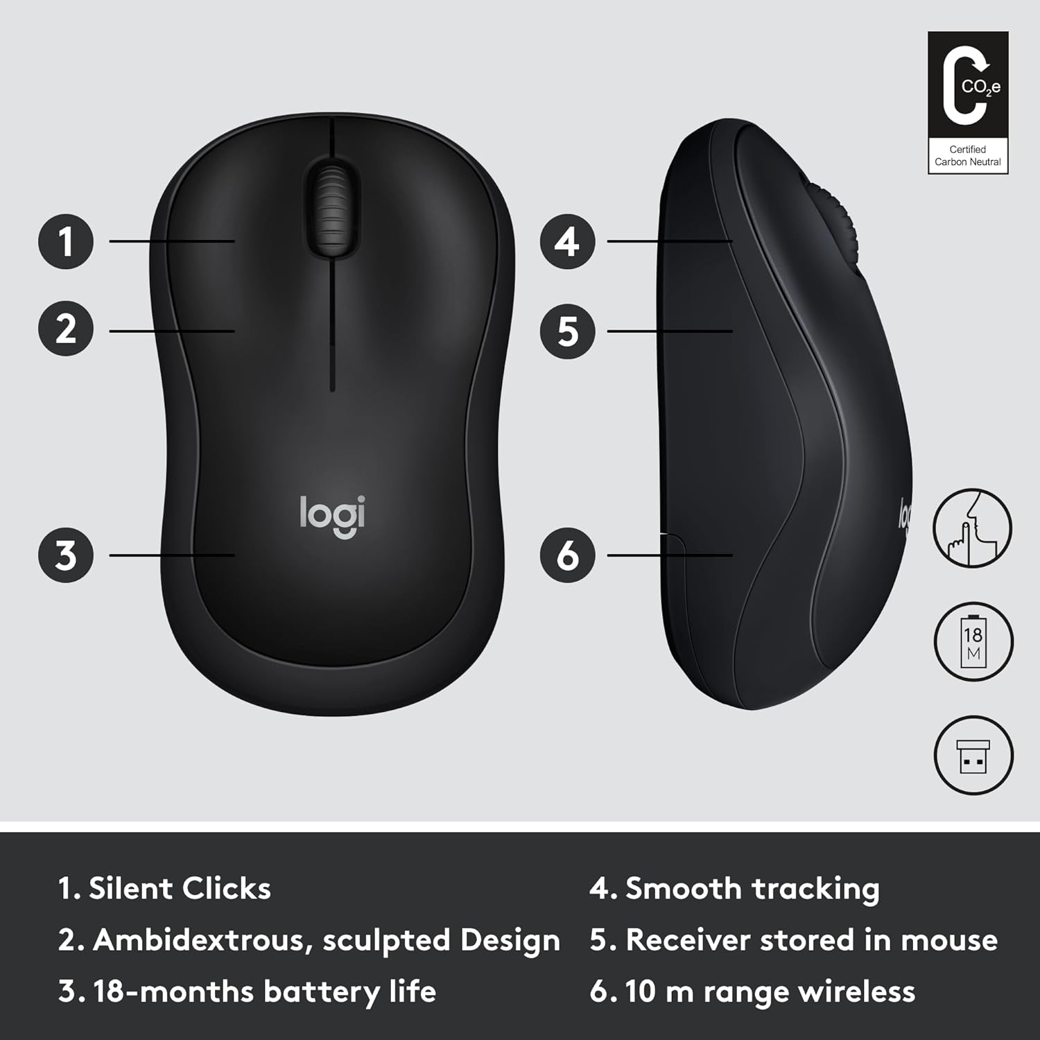 Logitech M220 Wireless Black Silent Mouse