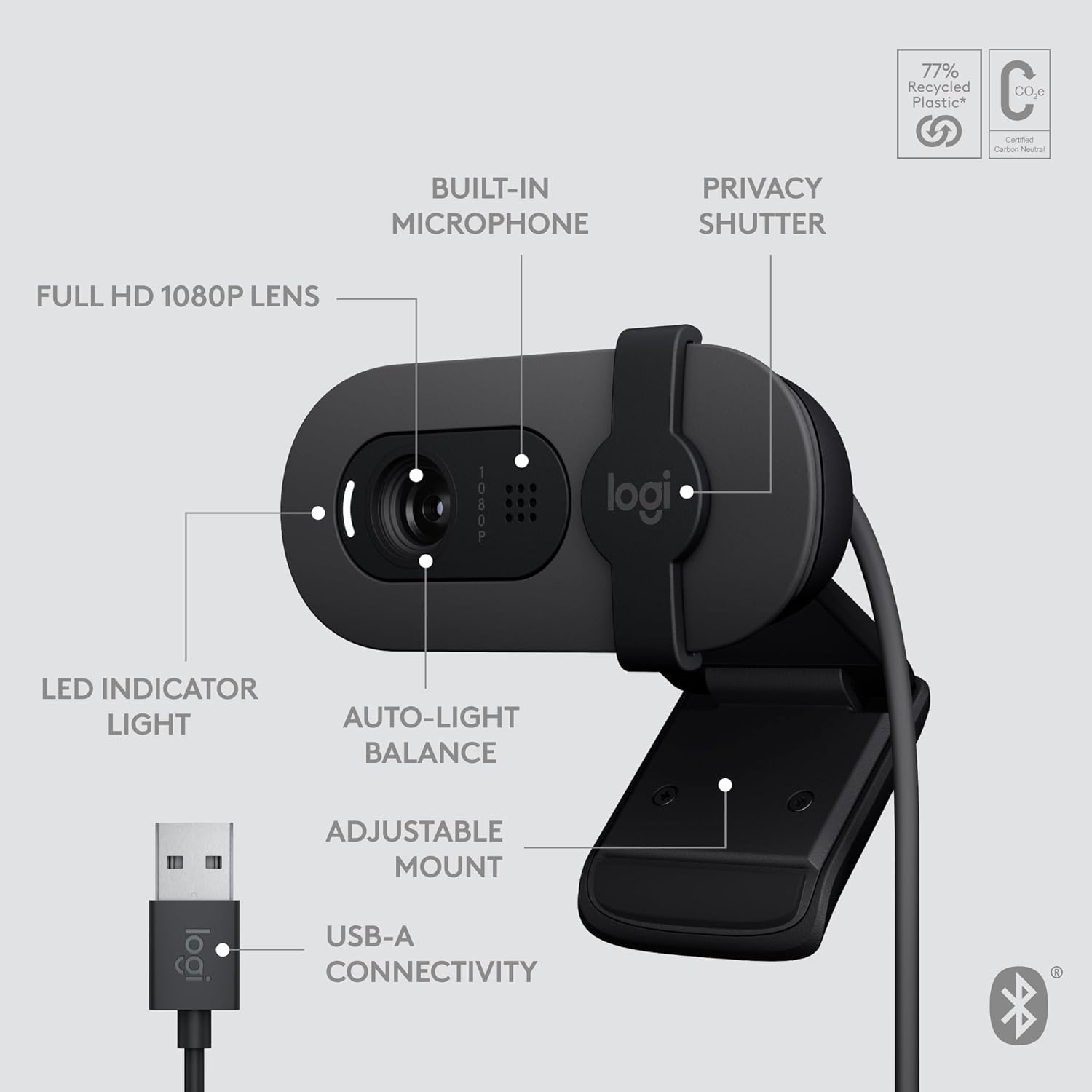 Logitech Brio 105 Full HD 1080p business webcam with auto light balanc ...