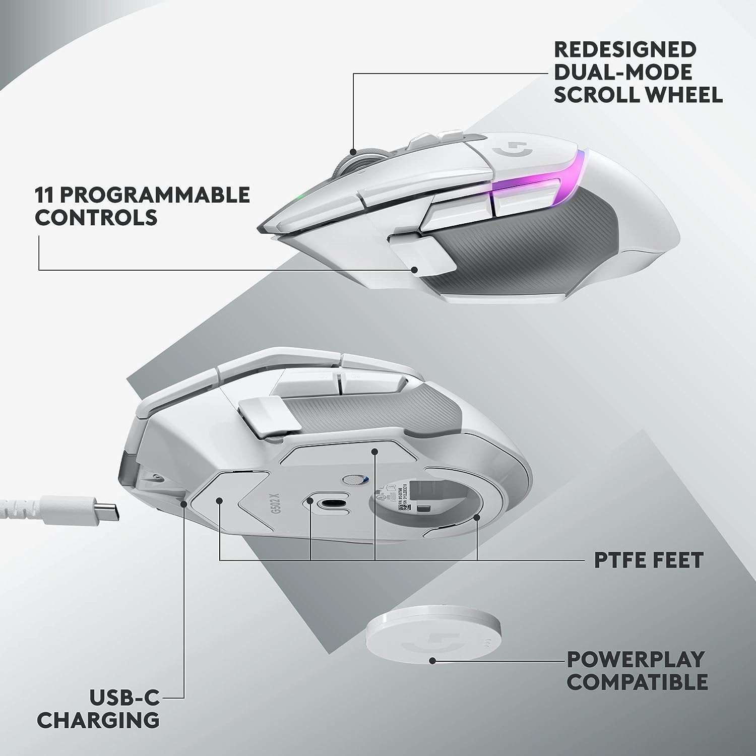 Logitech G502 X Plus Lightspeed Wireless RGB WHITE Gaming Mouse