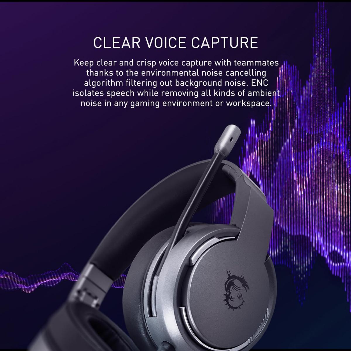 MSI IMMERSE GH40 Active Environment Noise Canceling (ENC), Virtual 7.1 Surround, GAMING HEADSET