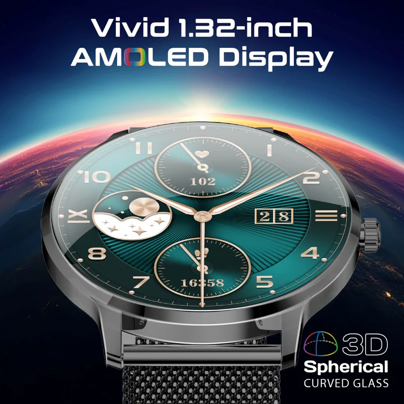 Promate Curved AMOLED Screen Fitness Tracker Smart watch w/ BT Calling - Black