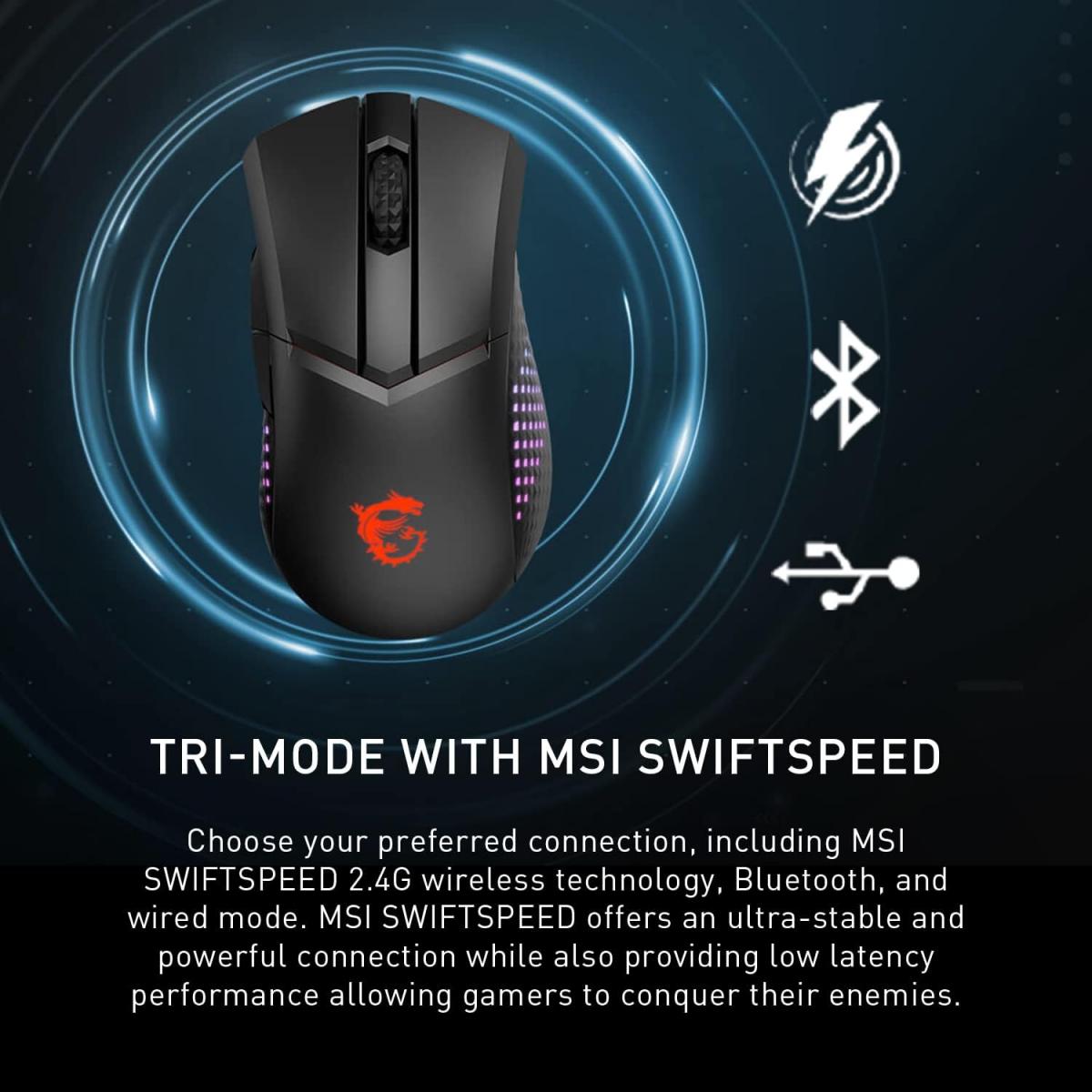 MSI Clutch GM51 Lightweight Wireless Gaming Mouse WITH Charging Dock